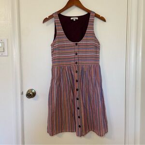 Madewell Scoop Neck Tank Dress in Rainbow Stripe Cotton Women’s Sz XS
